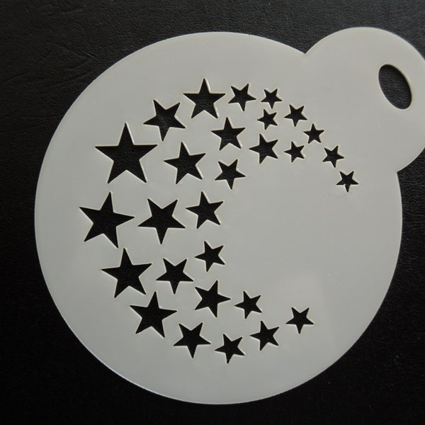 Unique bespoke new 60mm star shape moon cookie, craft & face painting stencil