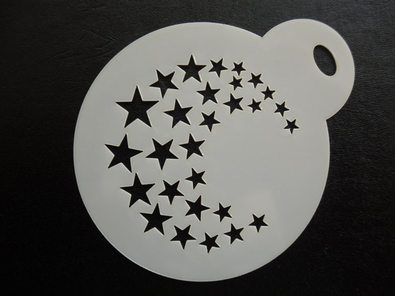 Unique bespoke new 60mm star shape moon cookie, craft & face painting stencil image 1