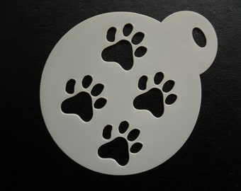 Unique bespoke new 60mm paw print pattern cookie, craft & face painting stencil