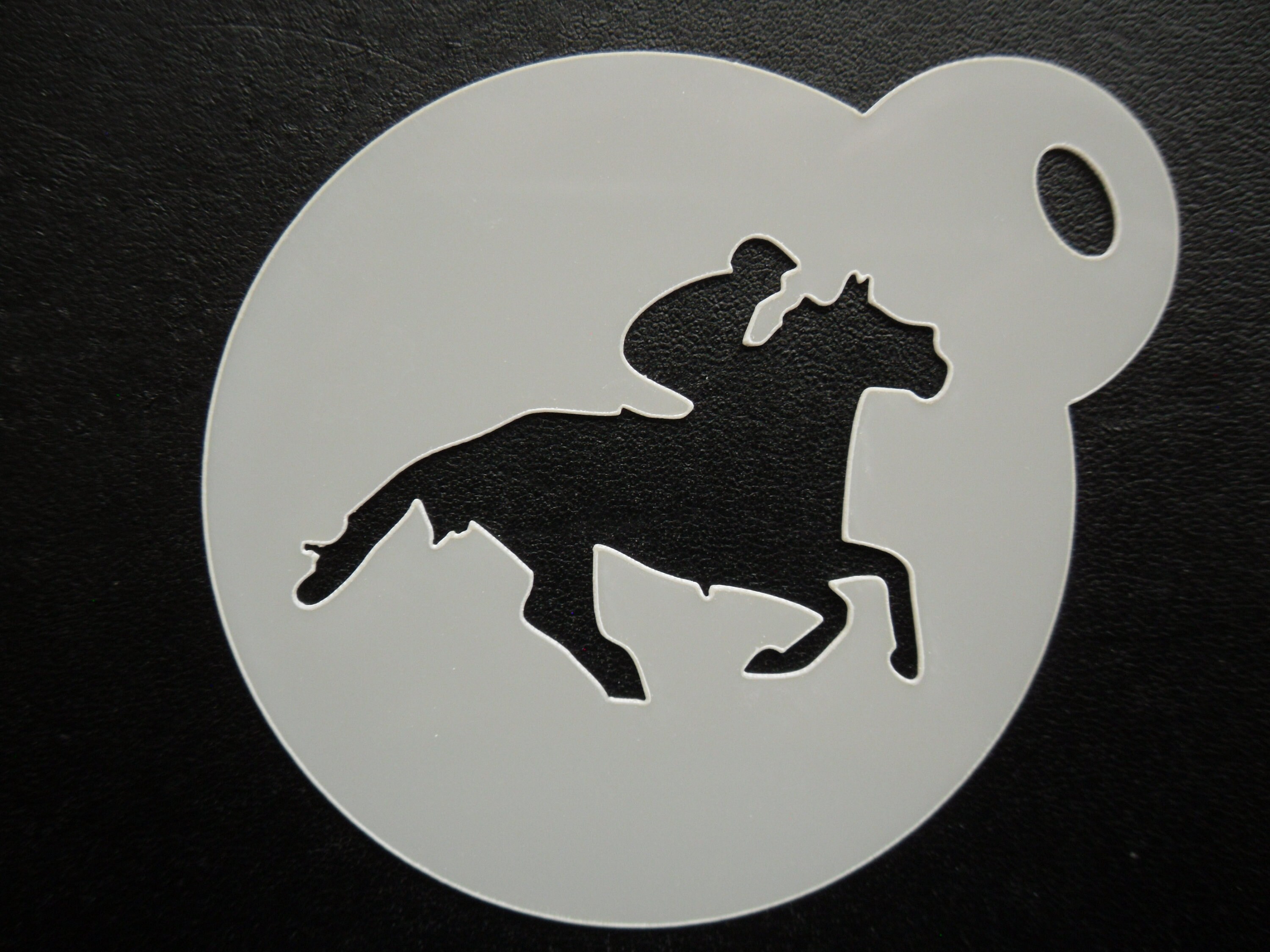 Unique bespoke new 60mm racing horse cookie, craft & face painting stencil