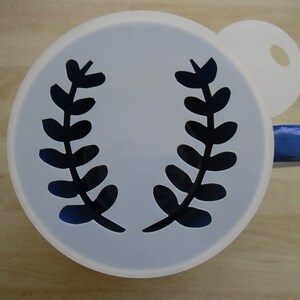 Unique bespoke new 100mm leaf wreath image craft and coffee stencil