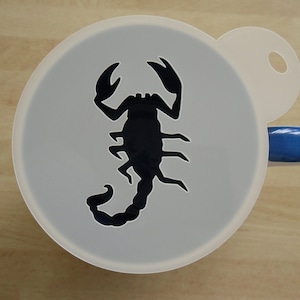 Unique bespoke new 100mm scorpion craft and coffee stencil