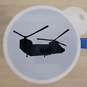 Unique bespoke new 100mm chinook helicopter craft and coffee stencil