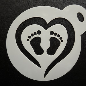 Unico su misura nuovo 60mm bambino cuore biscotto, artigianato e faccia stencil pittura