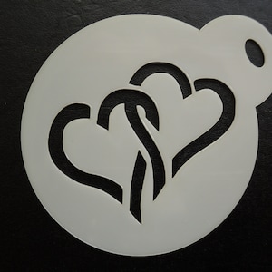 Unique bespoke new 60mm hearts connected cookie, craft & face painting stencil