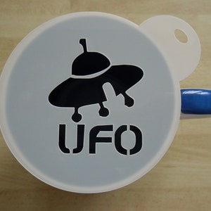 Unique bespoke new 100mm UFO craft and coffee stencil
