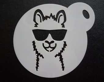 Unique bespoke new 60mm llama shades cookie, craft & face painting stencil