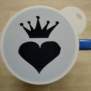Unique bespoke new 100mm crowned heart craft and coffee stencil