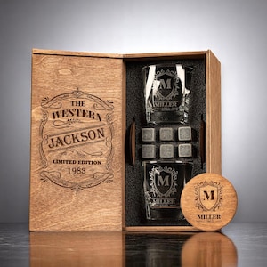 Best man proposal gift with bourbon glasses
