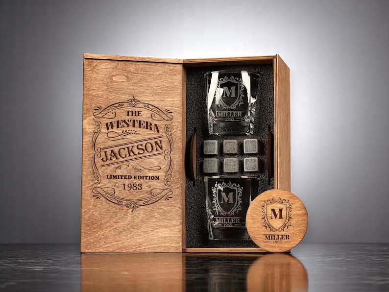Best man proposal gift with bourbon glasses