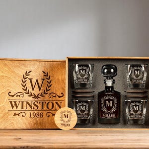 Custom whiskey gift set in rustic box