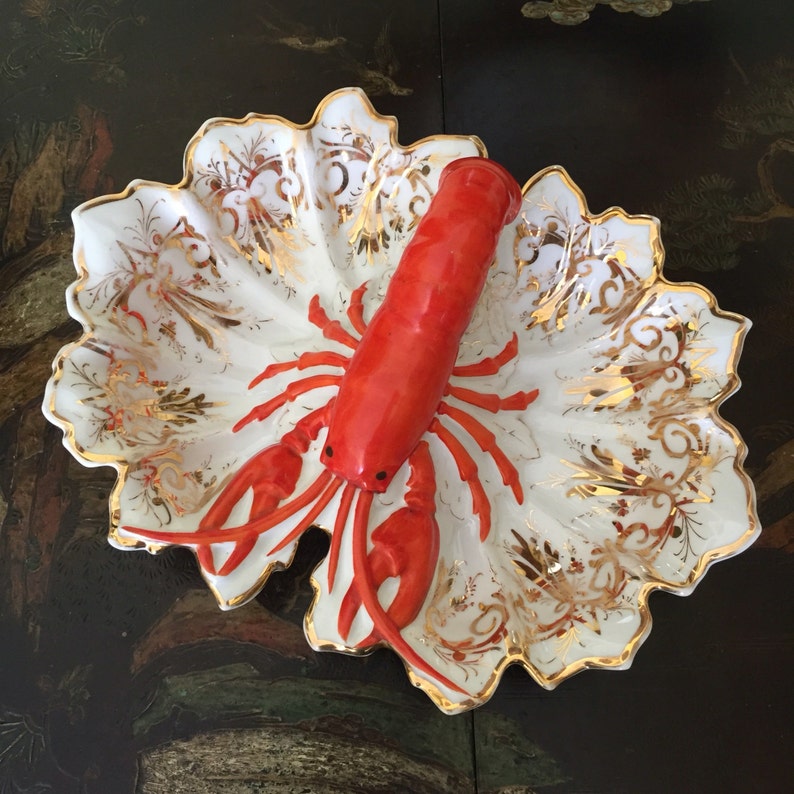 Antique Lobster Dish / Divided Serving Dish / Porcelain With Etsy