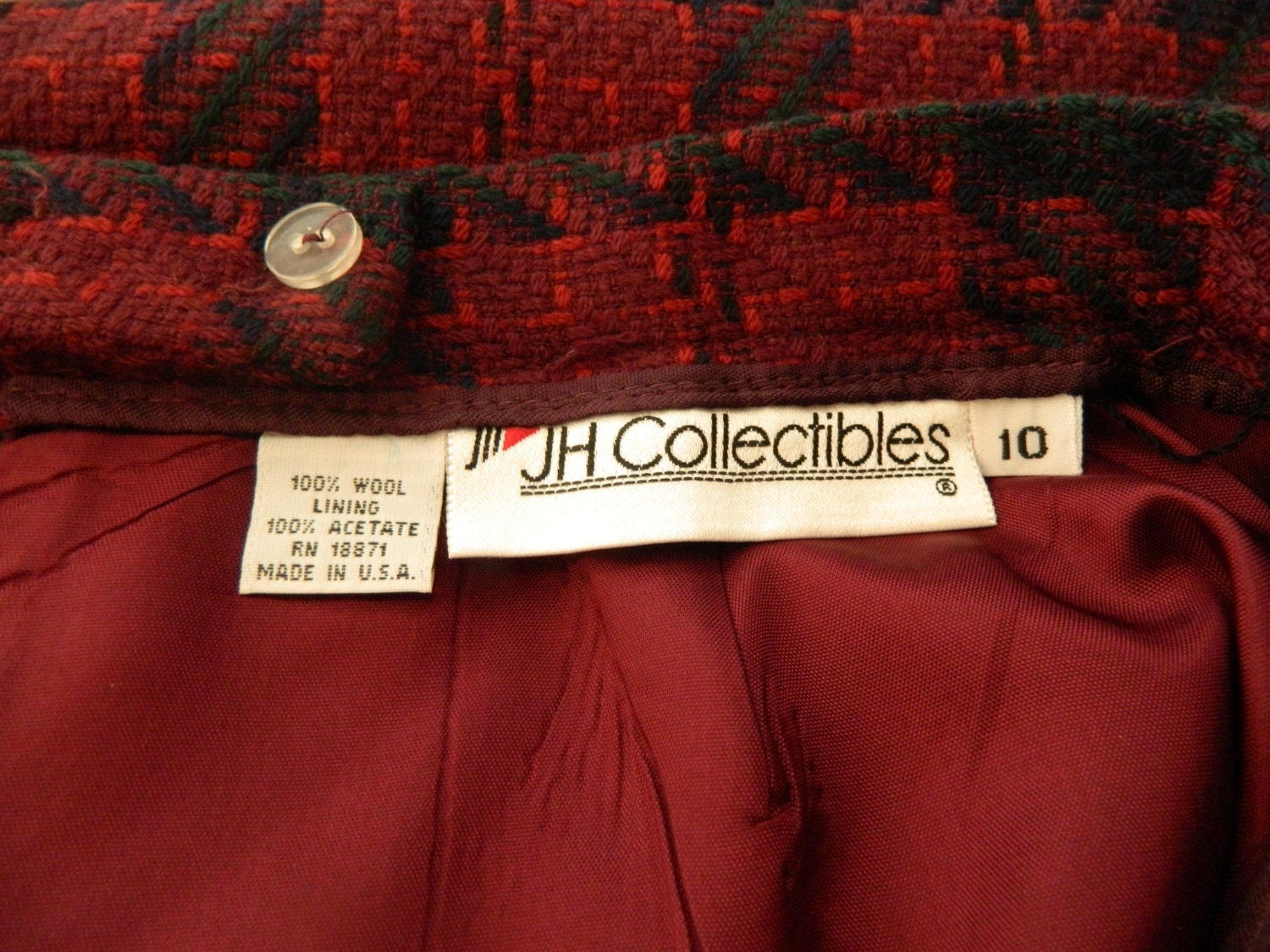 Vintage Plaid Pencil Skirt / Wool Knee-Length by JH | Etsy