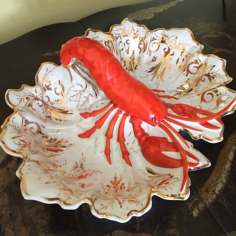 Antique Lobster Dish / Divided Serving Dish / Porcelain With Etsy
