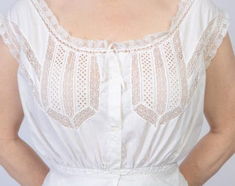 Antique late Victorian Edwardian cotton corset cover camisole