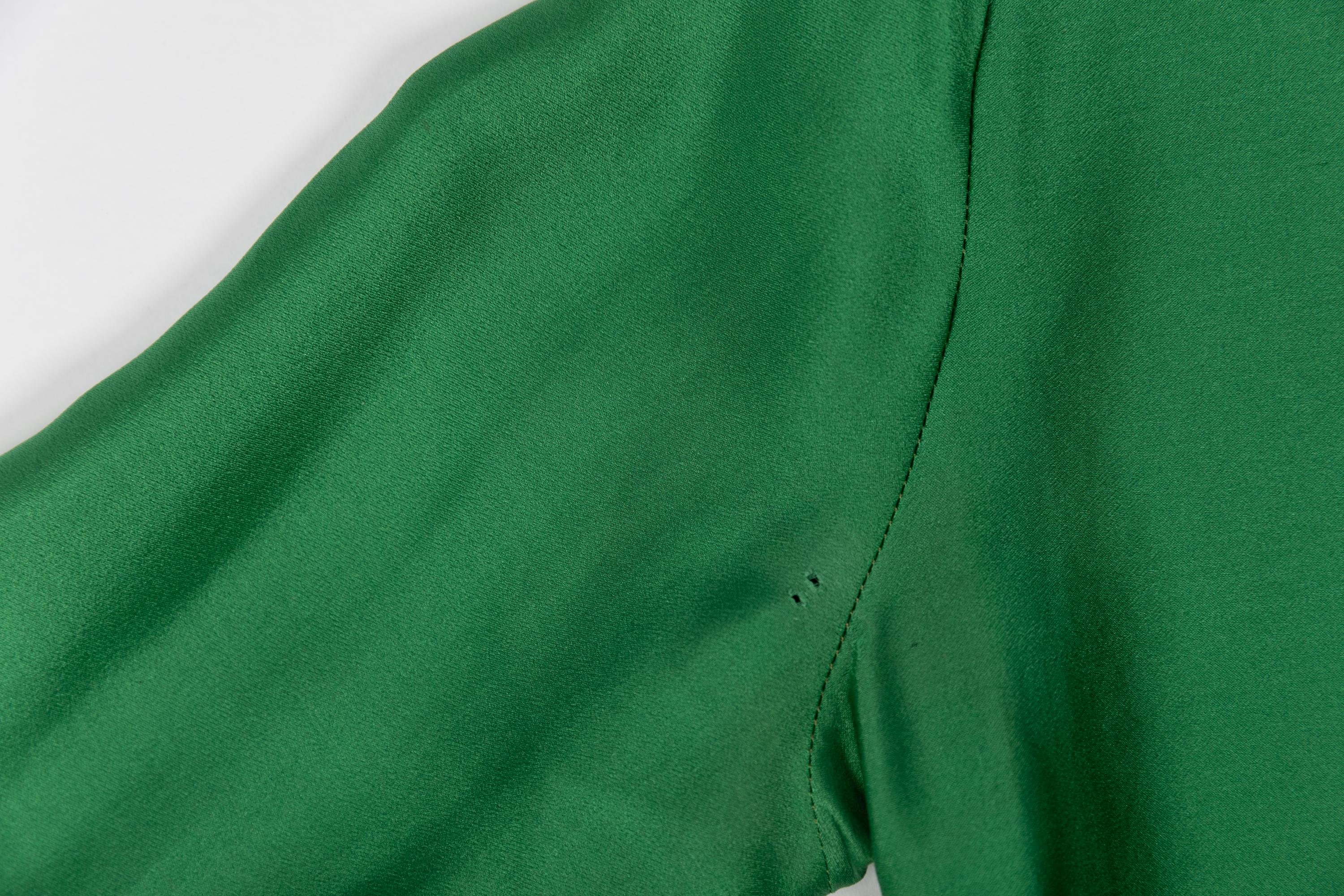 Small 1960s Emerald Green Formal Beaded Blouse