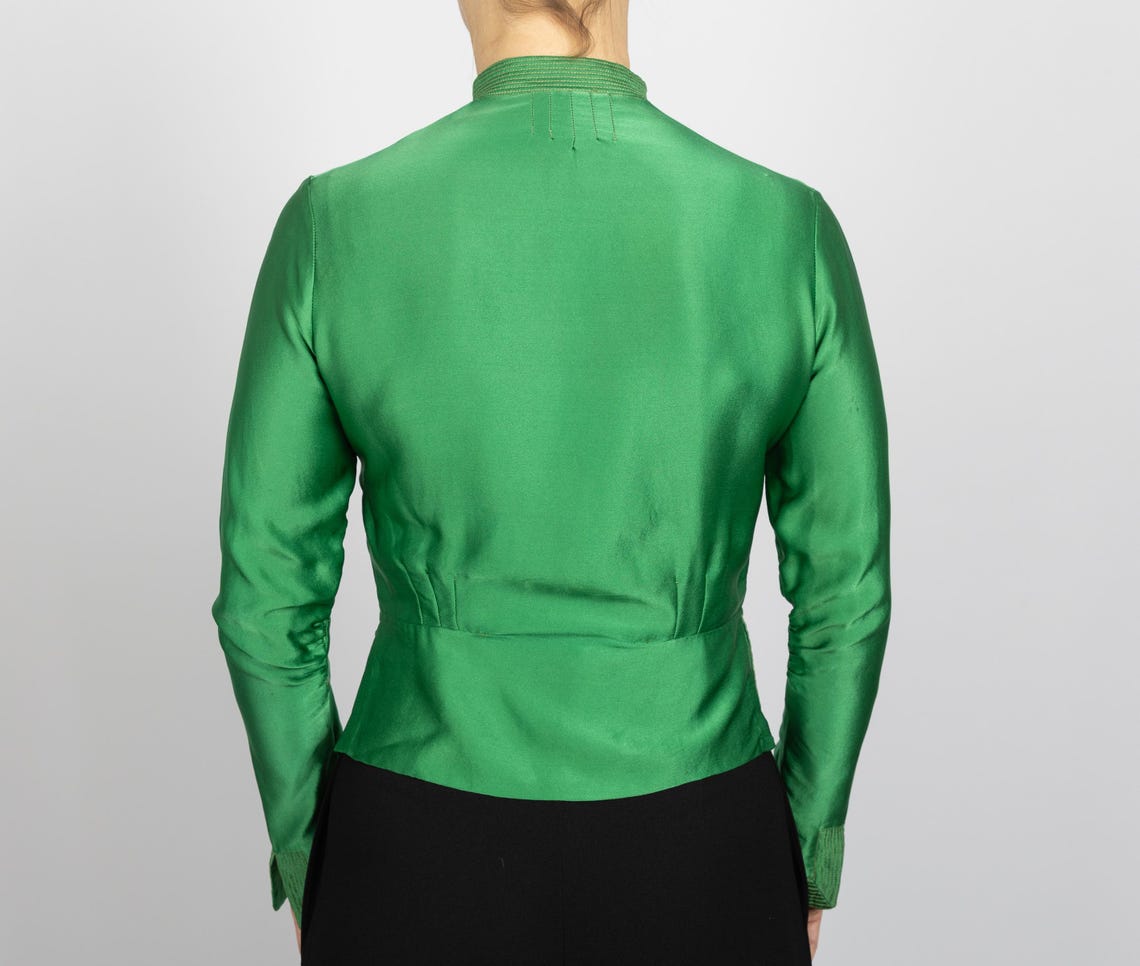 Vintage Green Silky Applique Spaghetti Blouse main image 1