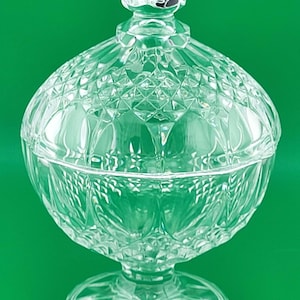 Cristal D&#39;Arques Lead Crystal Footed Candy /Trinket Jar with Lid
