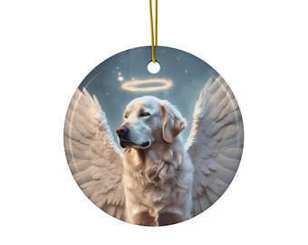 Hunde-Gedenkfigur, Golden Retriever Engel Keramikfigur