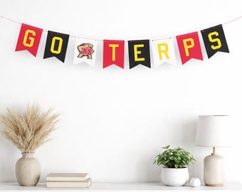 University of Maryland Paper Pennant Banner Flag Decor - UMD Grad & Party Decor - Licensed Seller