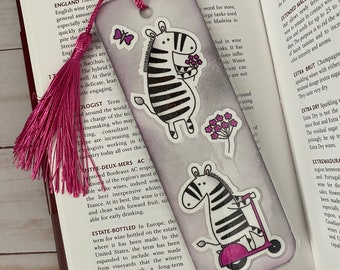 Zebra Bookmark With Tassel, Planner or Book Page Markers