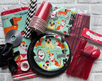 Puppy Party Box Bundle: Themed Plates, Decor & Balloons