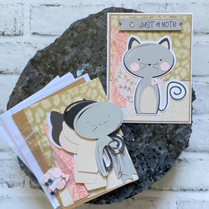 Kit de fabrication de cartes à faire soi-même, bonjour chat, travaux manuels pour enfants, paquet de 4, fabrication de cartes, kits de cartes de voeux, cartes préfabriquées