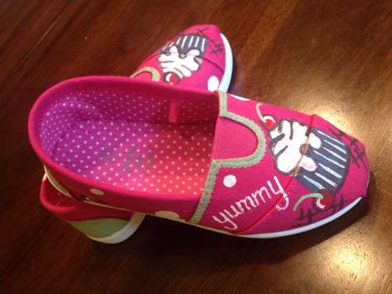 Handmade Hand Painted Girls Shoes Size 9 Cupcakes Etsy