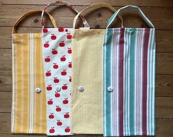 Long canvas bread or baguette bag with handle and snap. A choice.