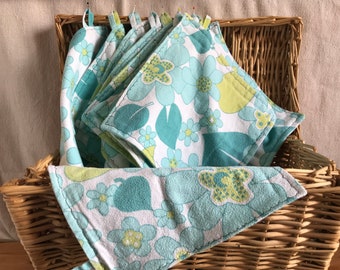 For a zero waste kitchen, set of 2 washable, highly absorbent cotton flannel kitchen towels.