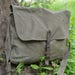 Distressed canvas bag - Vintage army canvas bag - Messenger bag - Green khaki bag - Haversack bag - Shoulder bag - Front Leather strap