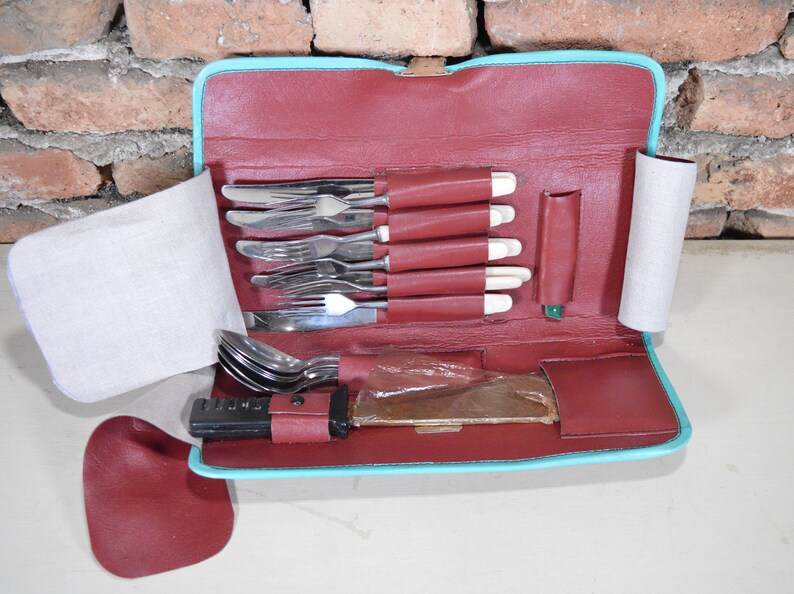 Hiking set Camping set Picnic set Vintage cutlery Stainless steel set Set for picnic Set in case Set cutlery Kitchen set