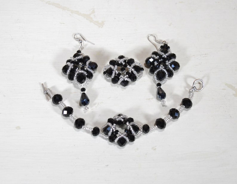 Handwoven jewelry Handmade jewelry Earrings bracelet and ring Handmade earrings Handmade necklace Set of 3 Wedding jewelry