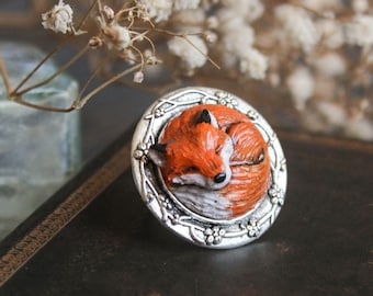 Verstellbarer Fuchs Ring: Polymer Clay Tier Schmuck