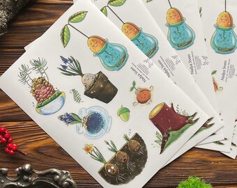 Spring Flower Bulbs Stickers: Gardening Art Stationery
