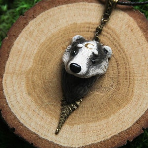 Badger Necklace, Moon Badger Necklace, Animal Jewelry
