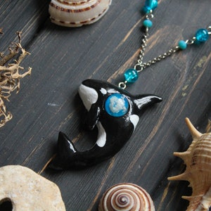Orca Whale Cloud Necklace, Orca Jewelry, Orca Totem Charm, Killer Whale endant, Sea Animal Jewelry