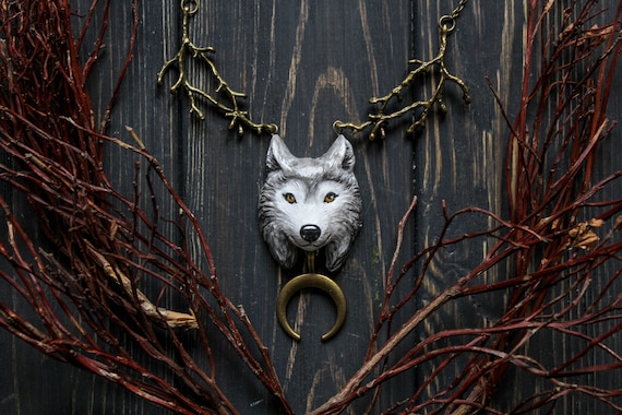 Grey Wolf Moon Necklace, Wolf Charm, Witch Mystic Wolfl Necklace, Wolf  Totem Necklace, Magic Wolf Pendant, Fantasy Wolf Necklace - Etsy