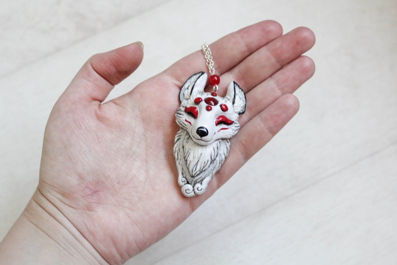 White Fox Necklace Kitsune Fox Jewelry Fox Etsy