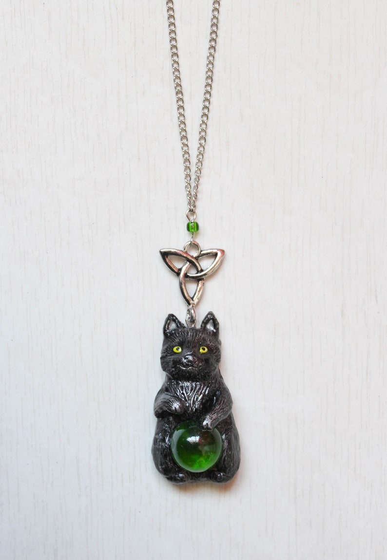 Black Cat Necklace Witch Cat Jewelry Gothic Black Cat Etsy