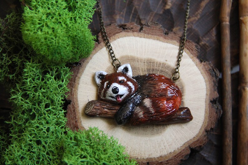Red Panda Necklace Kawaii Firefox Charm Red Cat Bear Etsy Hong Kong