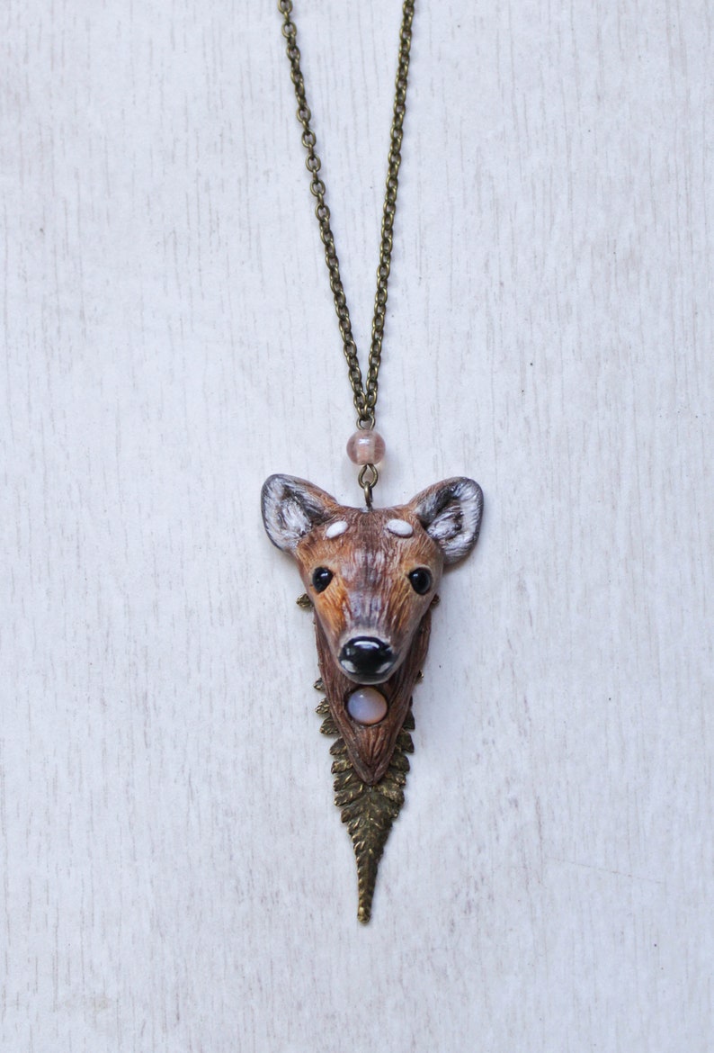 Roe Deer Necklace Totem Deer Jewelry Hind Charm Doe Etsy