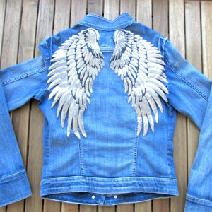 1 Pair Iron-On Angel Wing Sequin Patches,  Large Patches for T-Shirts and Personalised Denim Jackets