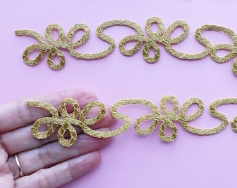 4 Filigree metallic gold iron on patches 18 cm x 4 cm