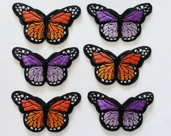 3 Butterly patches, Set of iron-on butterflies, Embroidered appliques