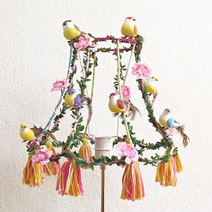 6 Decorative birds for birdcage lampshade DIY, Bohemian home decor fake birds with feathers
