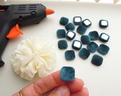 10 Green velvet cabochons Square dark green cabochons Green velvet flatback buttons Fabric covered cabochons Velvet cabochons