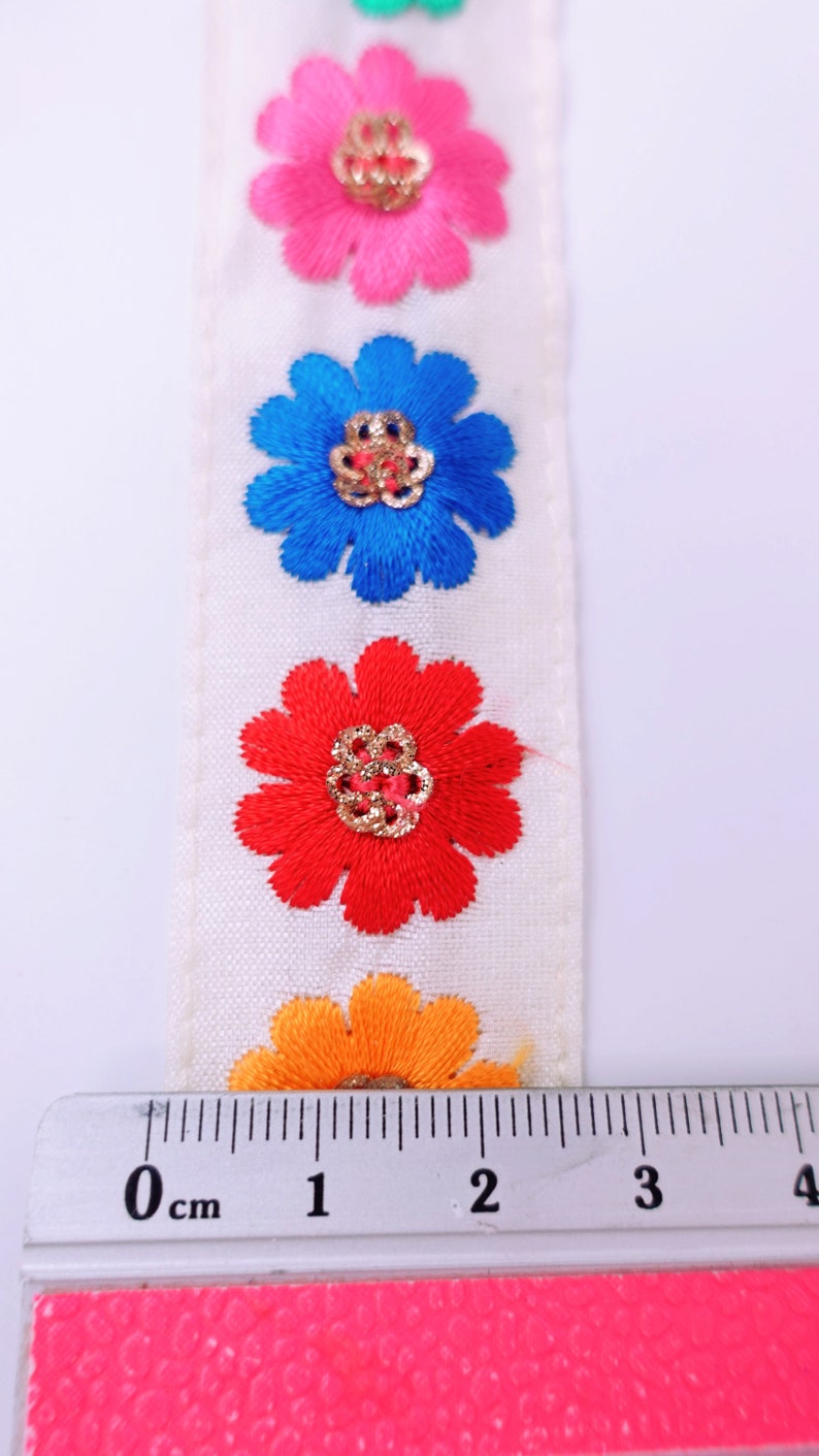 3 Yards Embroidered flower lace 2.6 cm wide image 5