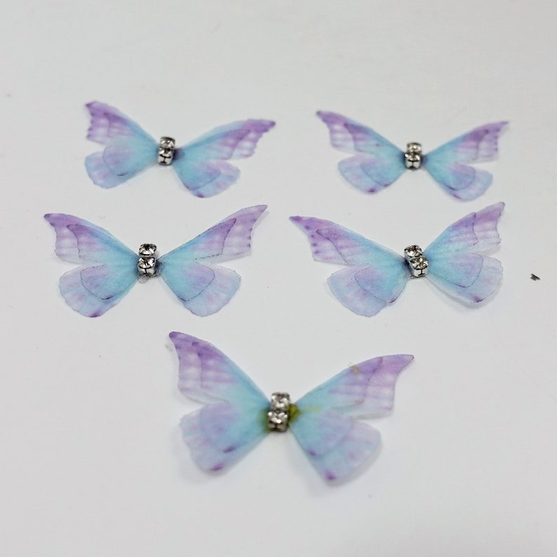 Arricraft 100 Pcs Organza Butterfly, Wings Charms, Fabric Ornaments For Craft Hair Accessories Home Decoration, Mixed Color