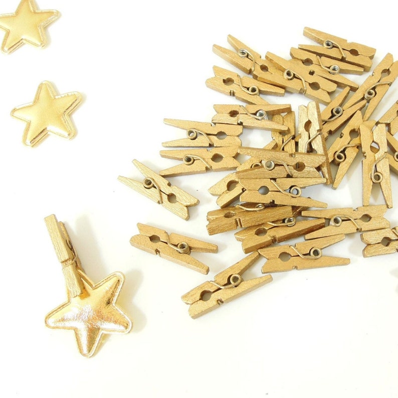 GOLD Mini Pegs 25mm Small Golden Wooden Clothespins Etsy UK